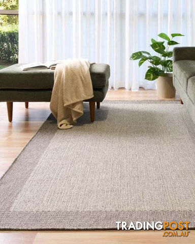 Lara Taupe Grey Border Non Slip Rug 200x290CM - CSOLARA49092-TAUPE-GREY