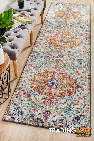 Evoke Carnival White Transitional Runner Rug 400X80CM - EVO-254-WHI-400X80