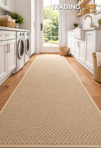 Phoenix Beige Hall Runner 67cm Wide Non Slip Backing 7M - TANGO - BYRON BAY