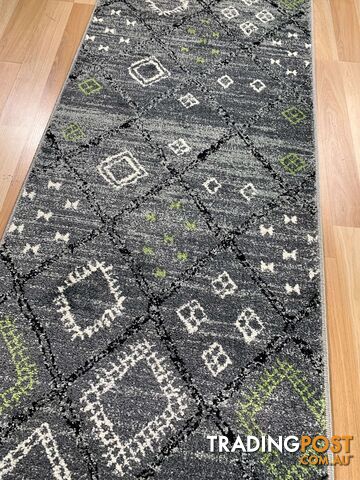 Seville Grey Green Hallway Runner 80CM Wide 3M  - AXON-614567-Grey-Green-Runner