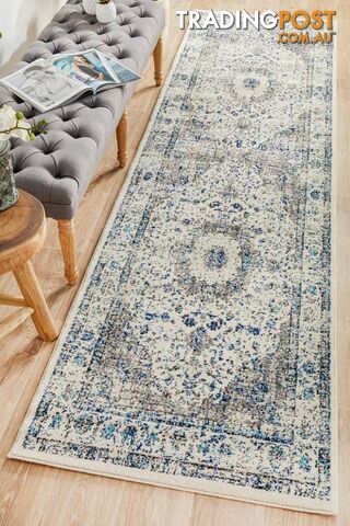 Evoke Mist White Transitional Runner Rug 400X80CM - EVO-251-WHI-400X80