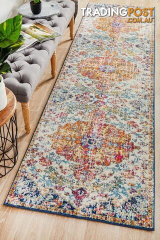 Evoke Carnival White Transitional Runner Rug 500X80CM - EVO-254-WHI-500X80