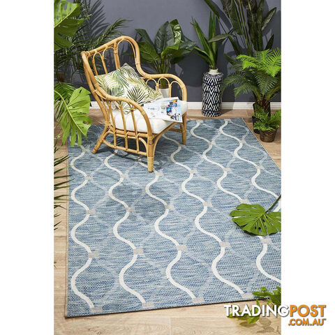 Terrace Denise Trellis Rug Blue 330X240CM - TER-5501-BLU-330X240
