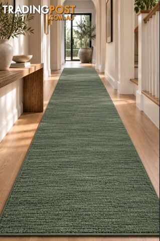 Nori Green Hallway Runner 80CM Wide 9.5M