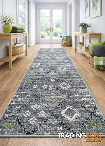 Seville Grey Green Hallway Runner 80CM Wide 9.5M -...