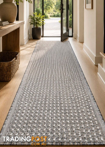Sorrento Silver C Hallway Runner Non Slip 80CM Wide 2.5M - Seaspray 3787 W71...