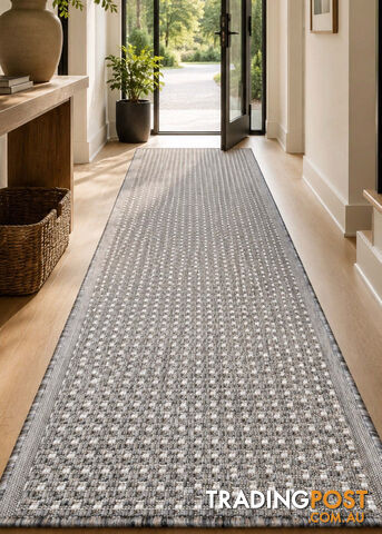 Sorrento Silver C Hallway Runner Non Slip 80CM Wide 2M - Seaspray 3787 W71 E-80