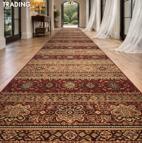Afghan Red Hallway Runner 80CM Wide 1M - Afghan 135 Red
