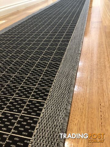 Suva Black Grey Hall Runner Non-Slip 405 212 14M - 405/212