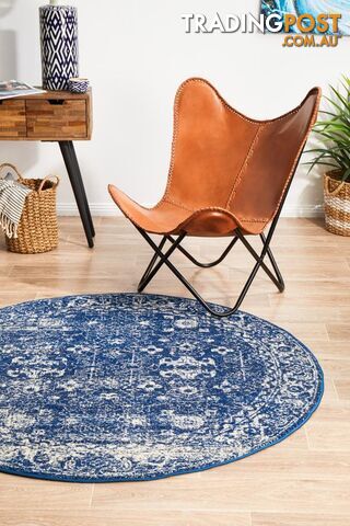 Evoke Oasis Navy Transitional Round Rug 150X150CM - EVO-252-NAVY-150X150