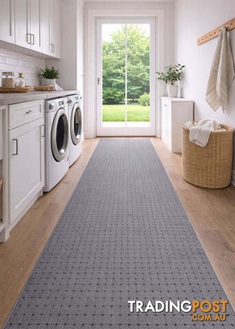 Roma Dots Grey Black Hallway Runner 80CM Wide 12M - MOS JAZZ GREY BLACK 80CM