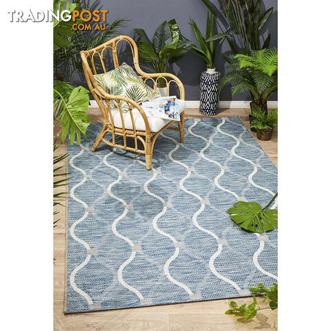 Terrace Denise Trellis Rug Blue 230X160CM - TER-5501-BLU-230X160