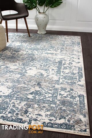 Kendra Yasmin Distressed Transitional Rug White Blue Grey 300X80CM -...
