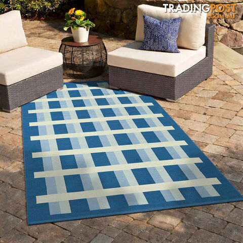 Vista Lattice Blue Rug 160X100CM - VTA-LAT-BLUE-160X100