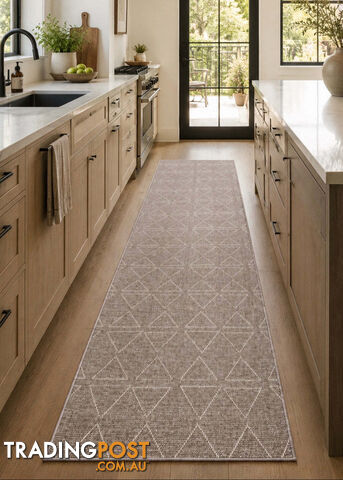 Roma Triangles Mocha Hallway Runner 67CM Wide 13.5M