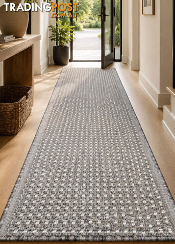 Sorrento Silver C Hallway Runner Non Slip 80CM Wide 3.5M - Seaspray 3787 W71...