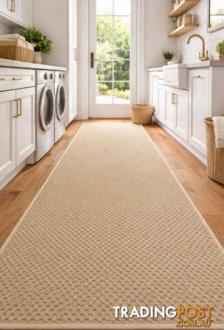 Phoenix Beige Hall Runner 80cm Wide Non Slip Backing 2.5M - Tango-Byron-Bay