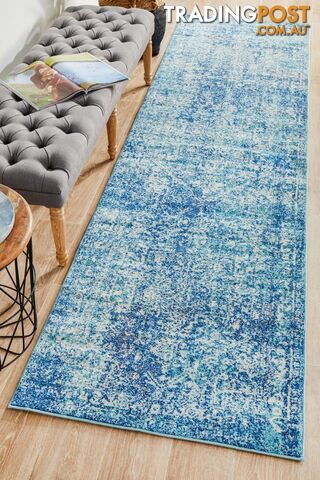 Evoke Muse Blue Transitional Runner Rug 500X80CM  - EVO-253-BLUE-500X80