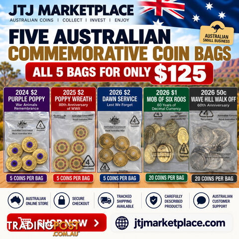 5 Australian Coin Bags
