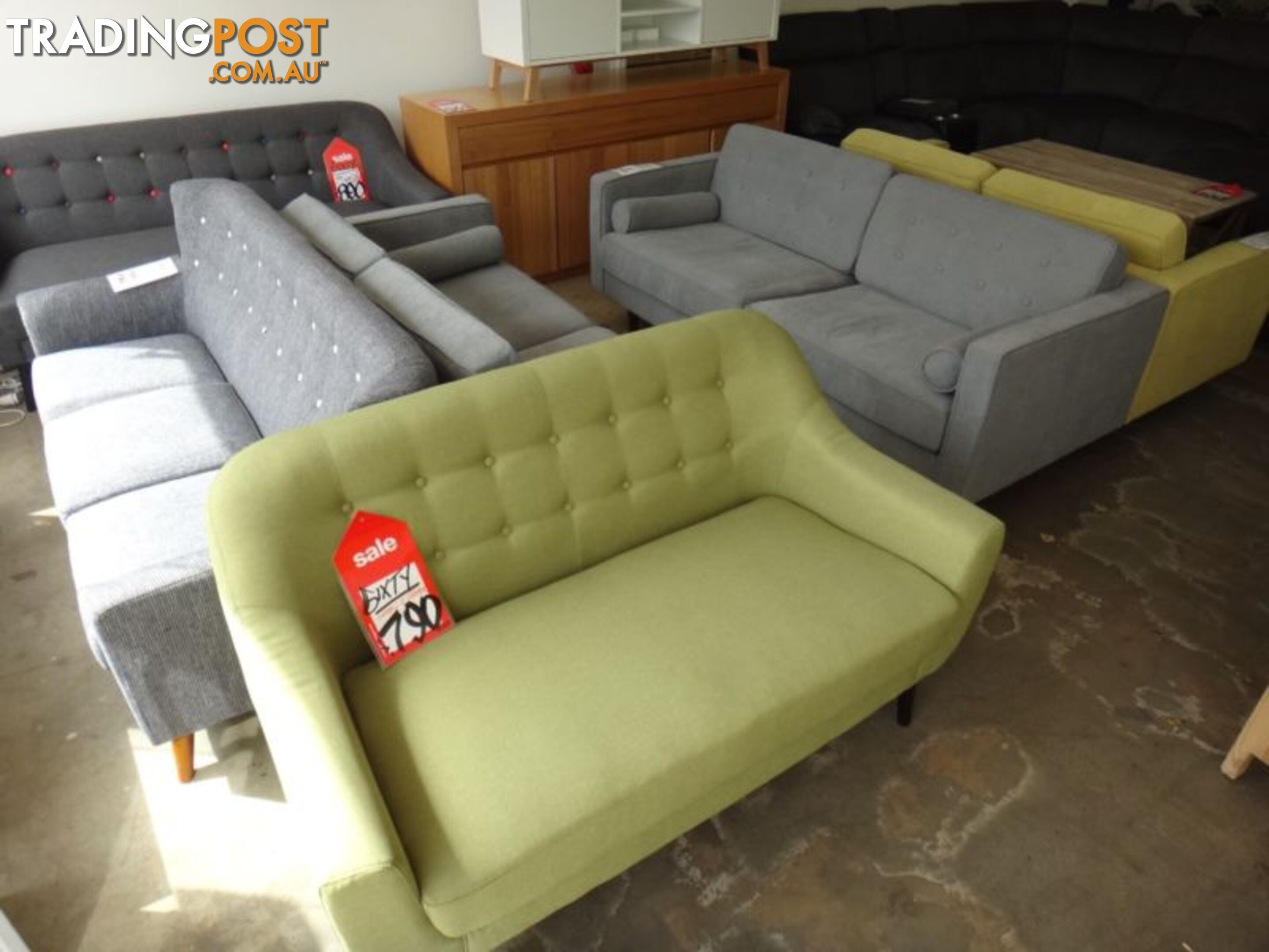 NEW RETRO SOFAS - FURNITURE DISCOUNT WAREHOUSE. $500