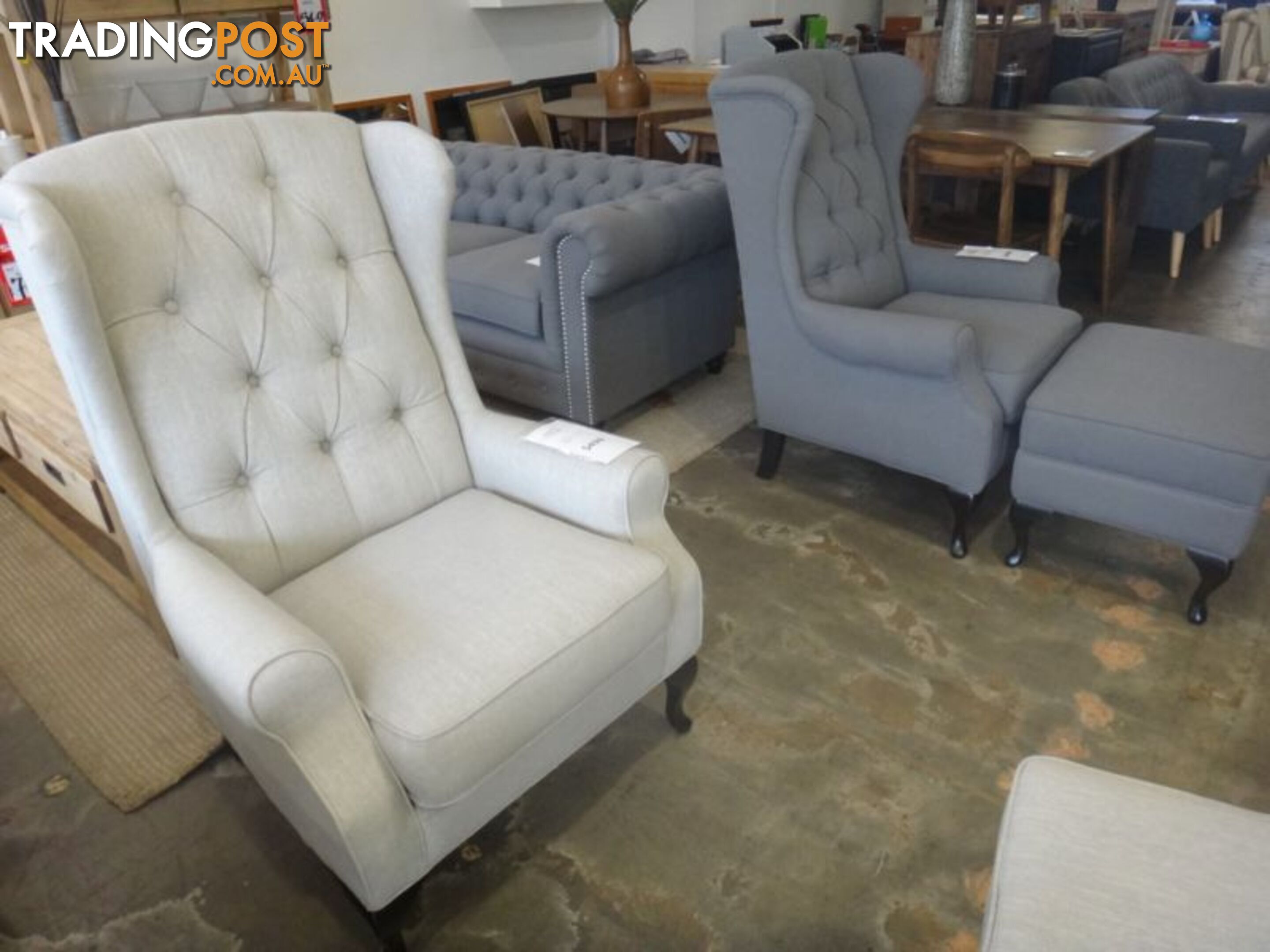 NEW VICTORIA WING CHAIRS - FABRIC CHESTERFEILD SOFAS