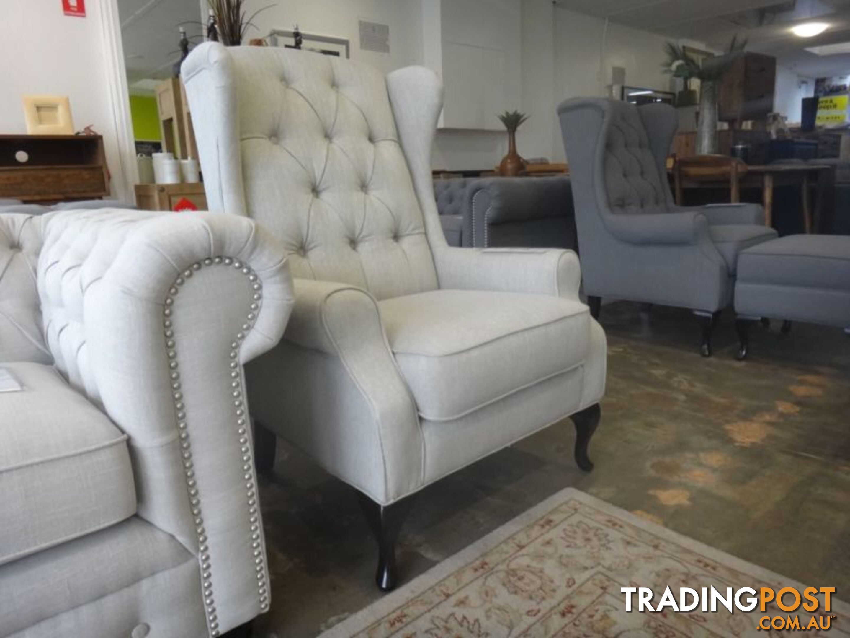 NEW VICTORIA WING CHAIRS - FABRIC CHESTERFEILD SOFAS