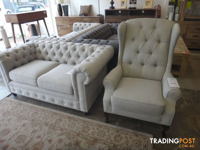 NEW VICTORIA WING CHAIRS - FABRIC CHESTERFEILD SOFAS