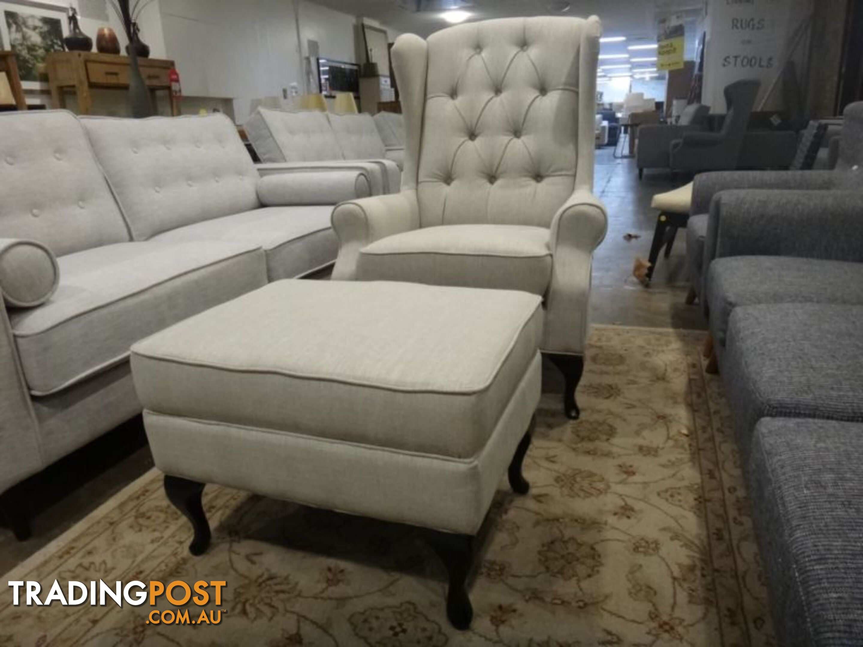 NEW VICTORIA WING CHAIRS - FABRIC CHESTERFIELD