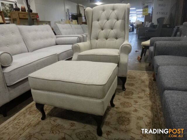 NEW VICTORIA WING CHAIRS - FABRIC CHESTERFIELD