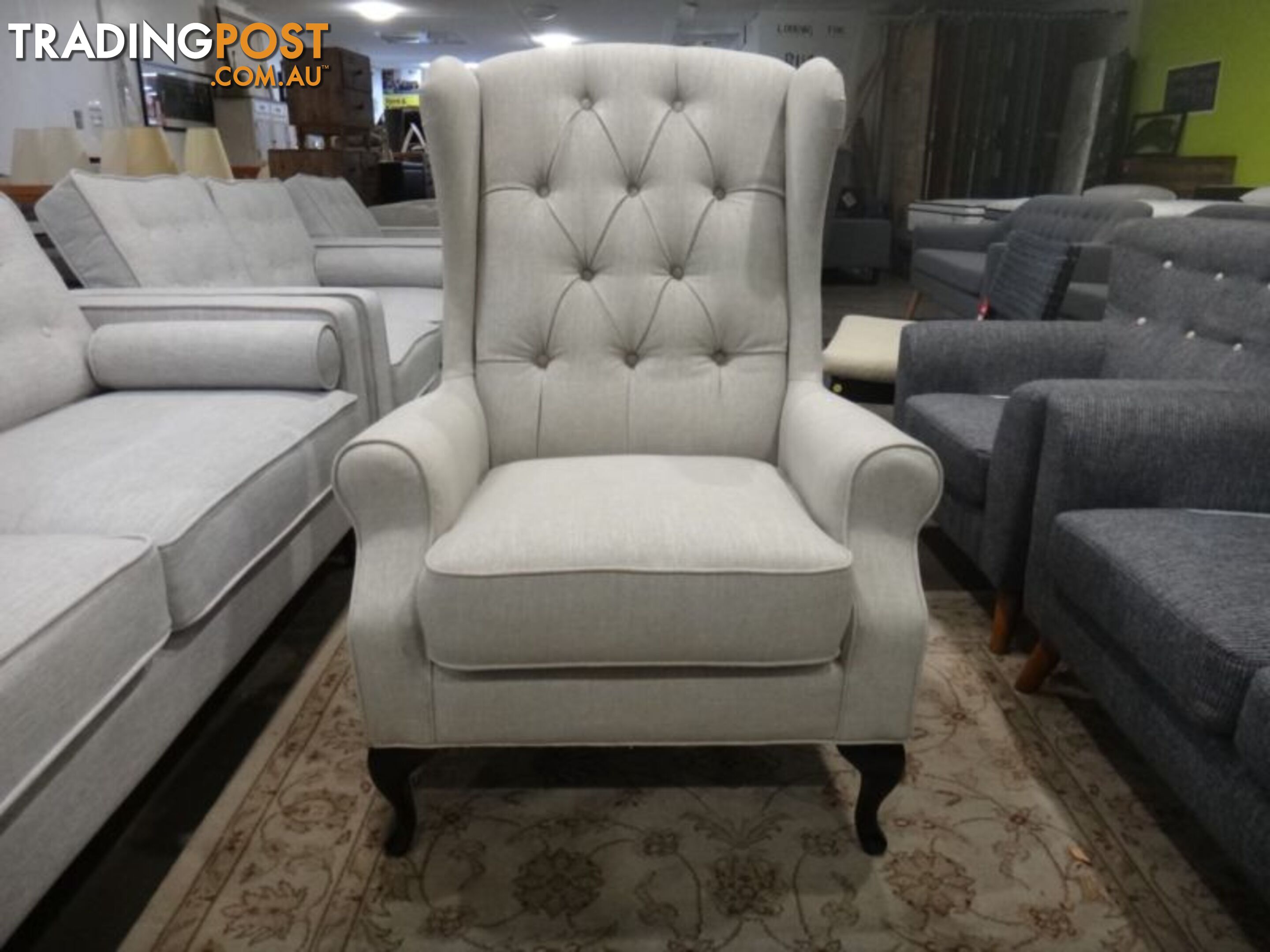 NEW VICTORIA WING CHAIRS - FABRIC CHESTERFIELD