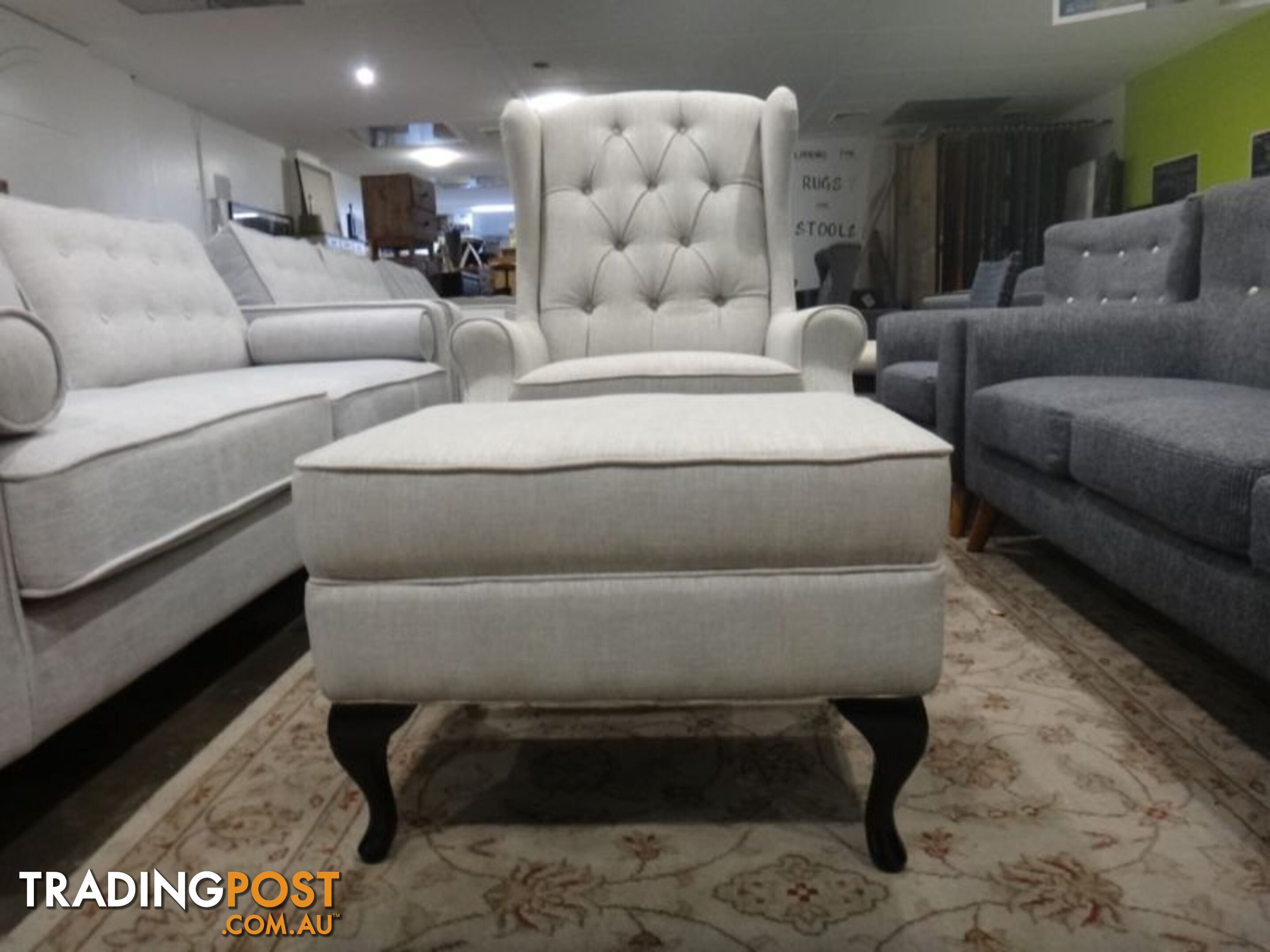 NEW VICTORIA WING CHAIRS - FABRIC CHESTERFIELD