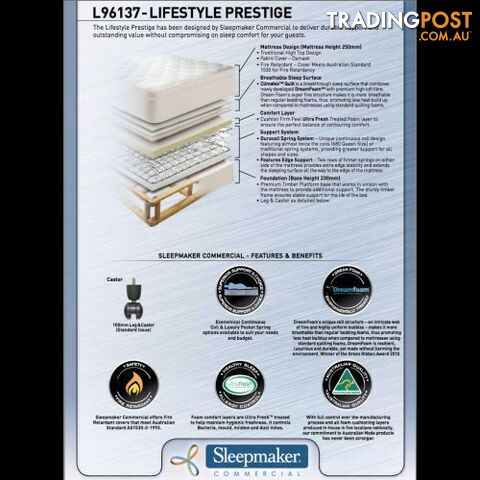 SLEEPMAKER LIFESTYLE PRESTIGE MATTRESSES - DISCOUNT PRICES!