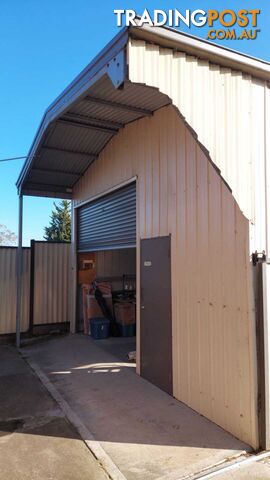 Shed with roller door and lights