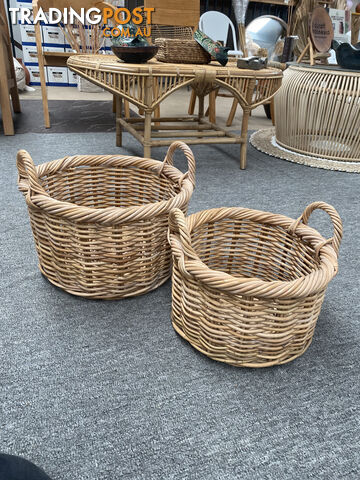 Round Rattan Basket (Set of 2)