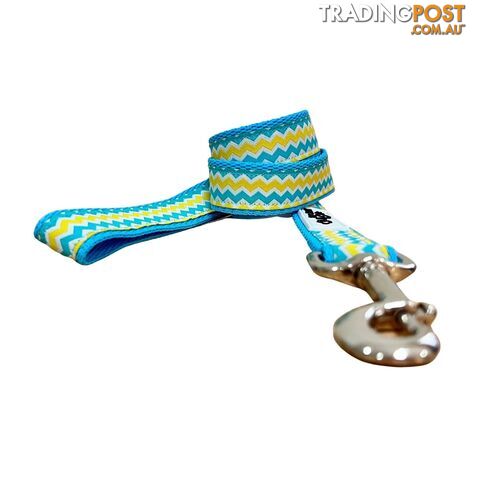 Blue & Yellow Waves Dog Lead / Leash - Hand Made by The Bark Side -...