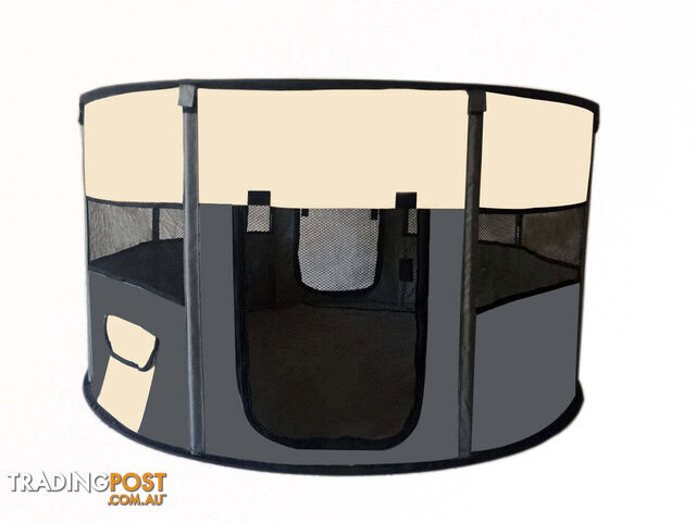 Large Round Portable Soft Playpen Dog Cat Rabbit Puppy Playpen-Grey -...