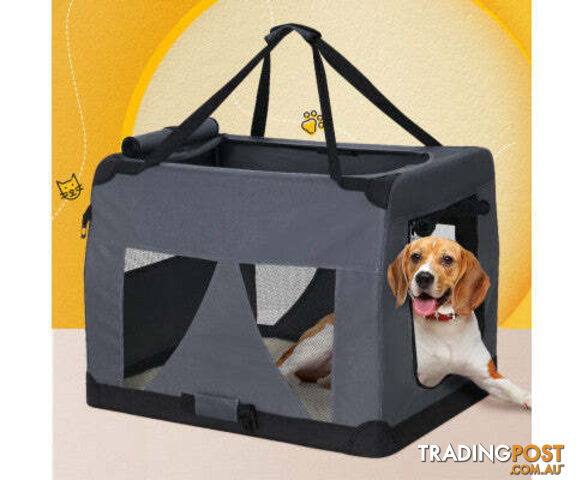 i.Pet Pet Carrier Soft Crate Dog Cat Travel Portable Cage Kennel Foldable Car - PET-CARRIER-M-GR