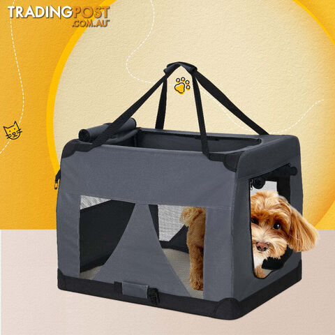 i.Pet Pet Carrier Soft Crate Dog Cat Travel 60x42CM Portable Foldable Car M -...