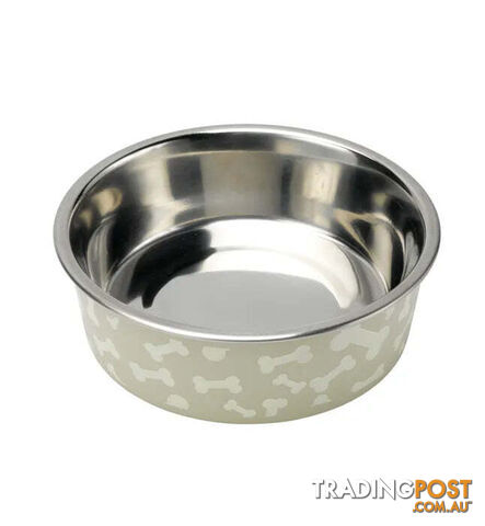Petface Bella Bowl Stainless Steel White Bones - WPSDAP5040