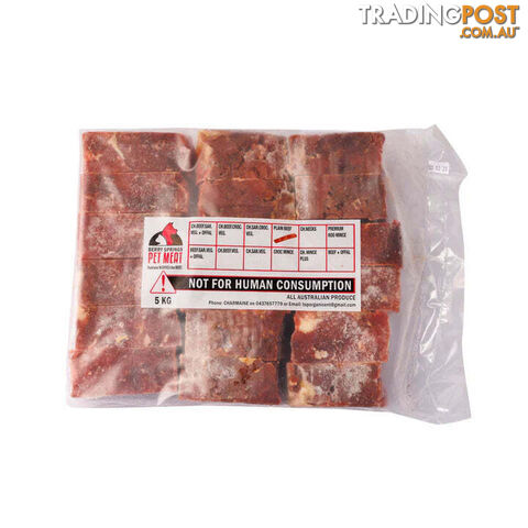 5KG RED PLAIN BEEF - Berry Springs Pet Meat - BSREDBEEF5