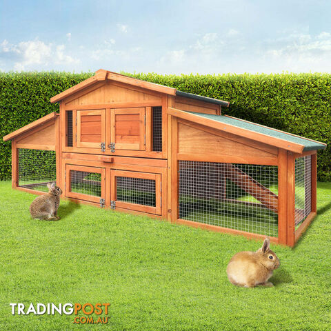 i.Pet Chicken Coop Rabbit Hutch 169cm x 52cm x 72cm Large House Outdoor Wooden Run Cage - FF-GT-WOOD-R2100S