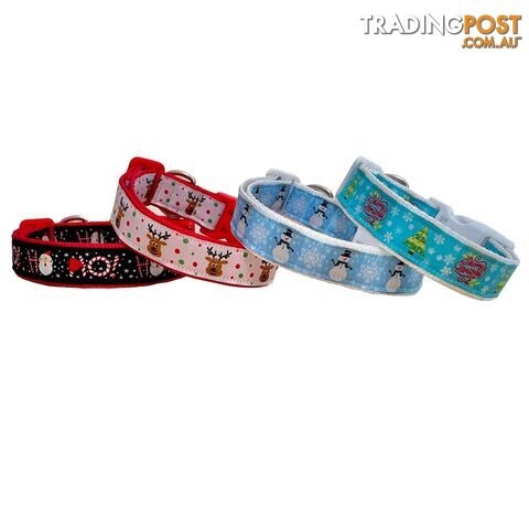Christmas Dog Collar / Reindeer / Santa - Hand Made by The Bark Side -...