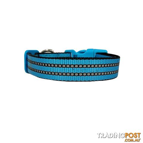 Reflective Dog Collar - Hand Made by The Bark Side - TBSREFMEDPUR