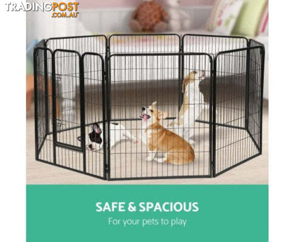 i.Pet 8 Panel Pet Dog Playpen Puppy Exercise Cage Enclosure Fence Play Pen 80x100cm - PET-DOGPLAYPEN-H100