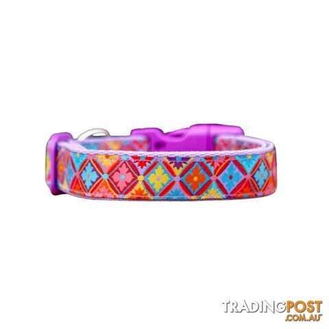 Purple Geometric Dog Collar - Hand Made by The Bark Side - TBSGEOMED