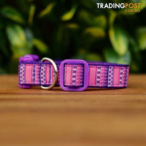 Aztec Dog Collar / Pink / Purple / XS - L  -  Hand Made by The Bark Side - TBSAZTSML