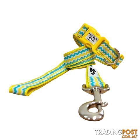 Blue & Yellow Waves Dog Lead / Leash - Hand Made by The Bark Side - TBSLDBLUBBL251.8 - photo 3 of 5