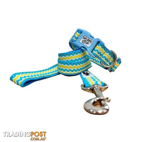 Blue & Yellow Waves Dog Lead / Leash - Hand Made by The Bark Side - TBSLDBLUBBL251.8 - photo 4 of 5