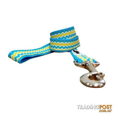 Blue & Yellow Waves Dog Lead / Leash - Hand Made by The Bark Side - TBSLDBLUBBL251.8 - photo 1 of 5
