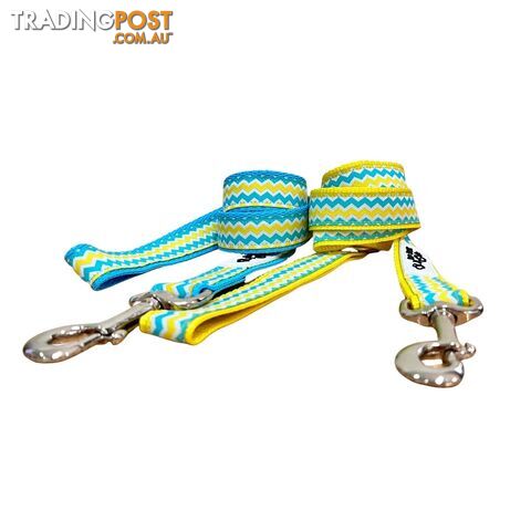 Blue & Yellow Waves Dog Lead / Leash - Hand Made by The Bark Side - TBSLDBLUBBL251.8 - photo 5 of 5